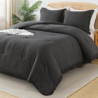 Andency California King Comforter Set Dark Grey - 3 Pieces Cal King Boho Lightweight Bedding Comforter Sets  Oversized All Season Tassel Soft Fluffy Bed Set (104X96In Comforter & 2 Pillowcases)