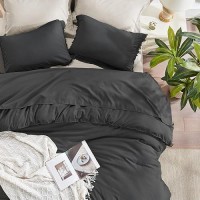 Andency California King Comforter Set Dark Grey - 3 Pieces Cal King Boho Lightweight Bedding Comforter Sets  Oversized All Season Tassel Soft Fluffy Bed Set (104X96In Comforter & 2 Pillowcases)