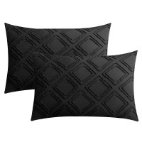 Jellymoni 2 Pack Black Pillowcases Standard Size Soft Microfiber Geometric Tufted Pillow Covers With Envelope Closure Pillows