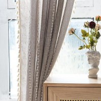 Deeprove Boho Curtain 72 Inches Long For Bedroom Living Room  Cotton Linen Weighted Taupe Stripes Embroidery  Semi Blackout Bohemian Window Treatment Priacy Drape Tassels 1 Panel W52 X L72  Natural