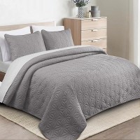 Whale Flotilla California King Bedding Set Soft Light Grey Oversized King Quilts Bedspreads For All Seasons Lightweight Geomet