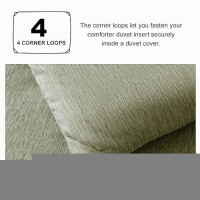 Cozylux Queen Size Comforter Set 3 Pieces Olive Green Soft Luxury Cationic Dyeing Bedding Comforter For All Season Breathable