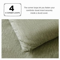 Cozylux King Size Comforter Set 3 Pieces Olive Green Soft Luxury Cationic Dyeing Bedding Comforter For All Season Breathable