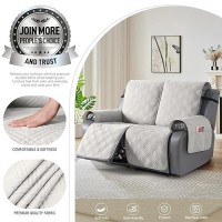 Taococo 100% Waterproof Oversized Loveseat Recliner Cover  Non Slip Split Loveseat Covers For Reclining Loveseat With Elastic Straps For Kids Pets(Oversized 2 Seater  Off White)