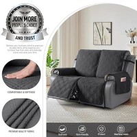 Taococo 100% Waterproof Loveseat Recliner Cover  Non Slip Split Recliner Couch Cover With Elastic Straps  Washable Reclining Sofa Cover Furniture Protector For Kids  Pets(2 Seater  Charcoal Gray)