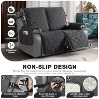 Taococo 100% Waterproof Loveseat Recliner Cover  Non Slip Split Recliner Couch Cover With Elastic Straps  Washable Reclining Sofa Cover Furniture Protector For Kids  Pets(2 Seater  Charcoal Gray)