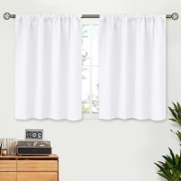 Bgment Short White Curtains 36 Inches Length Rod Pocket 42 Inch Width Privacy Window Treatments Drapes For Kitchen Cafe Bathro