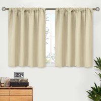 Bgment Beige Short Curtains 30 Inches Length For Kitchen Basement Rod Pocket Room Darkening Window Drapes For Bathroom Camper