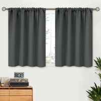 Bgment Dark Grey Blackout Curtains 30 Inches Length For Basement Camper Rod Pocket Room Darkening Short Window Drapes For Kitc