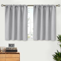 Bgment Light Grey Short Curtains 30 Inches Length For Kitchen Bathroom Rod Pocket Room Darkening Blackout Window Drapes For Ba