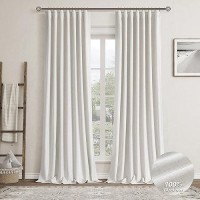 Natural Linen Blackout Curtains For Bedroom 96 Inch Length 2 Panels Set Back Tab Cream Colored Neutral Farmhouse Living Room Dar