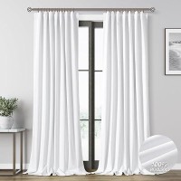 White Linen Blackout Curtains For Bedroom 96 Inch Length 2 Panels Set Back Tab Pocket Neutral Farmhouse Living Room Darkening Cu