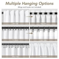 White Linen Blackout Curtains For Bedroom 96 Inch Length 2 Panels Set Back Tab Pocket Neutral Farmhouse Living Room Darkening Cu