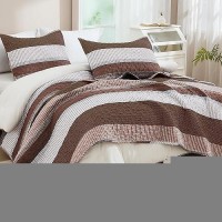 Andency California King Quilt Set - Brown Lightweight Soft Quilt Cal King - Coffee Bedspread California King Size - Bedding Coverlet For All Seasons (Includes 1 Quilt  2 Pillow Shams)