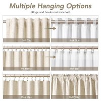 Beige Linen Blackout Curtains For Bedroom 120 Inch Length 2 Panels Set Back Tab Pocket Neutral Farmhouse Living Room Darkening C