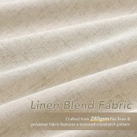 Beige Linen Blackout Curtains For Bedroom 120 Inch Length 2 Panels Set Back Tab Pocket Neutral Farmhouse Living Room Darkening C