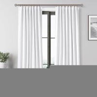 White Linen Blackout Curtains For Bedroom 94 Inch Length 2 Panels Set Back Tab Pocket Neutral Farmhouse Living Room Darkening Cu