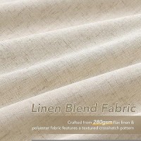 Beige Linen Blackout Curtains For Bedroom 90 Inch Length 2 Panels Set Back Tab Pocket Neutral Farmhouse Living Room Darkening Cu