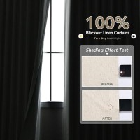 Beige Linen Blackout Curtains For Bedroom 108 Inch Length 2 Panels Set Back Tab Pocket Neutral Farmhouse Living Room Darkening C