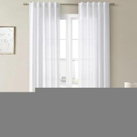 Joywell 92 Inch Semi Sheer Linen Curtains 2 Panels Set Pinch Pleat Beige Neutral Linen Curtains 92 Inches Long For Living Room M