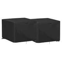 Jungda 2 Pack Outdoor Ottoman Cover Square 16 Inch Waterproof Patio Ottoman Cover Heavy Duty Outdoor Side Table Furniture Covers - 16 X 16 X 17 Inch