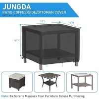 Jungda 2 Pack Outdoor Ottoman Cover Square 16 Inch Waterproof Patio Ottoman Cover Heavy Duty Outdoor Side Table Furniture Covers - 16 X 16 X 17 Inch