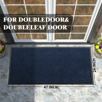 Yimobra Sturdy Front Door Mat 47X24 Inch Big Heavy Duty Welcome Outdoor Indoor Doormat Entrance Floor Matt Non Slip Rubber Ba