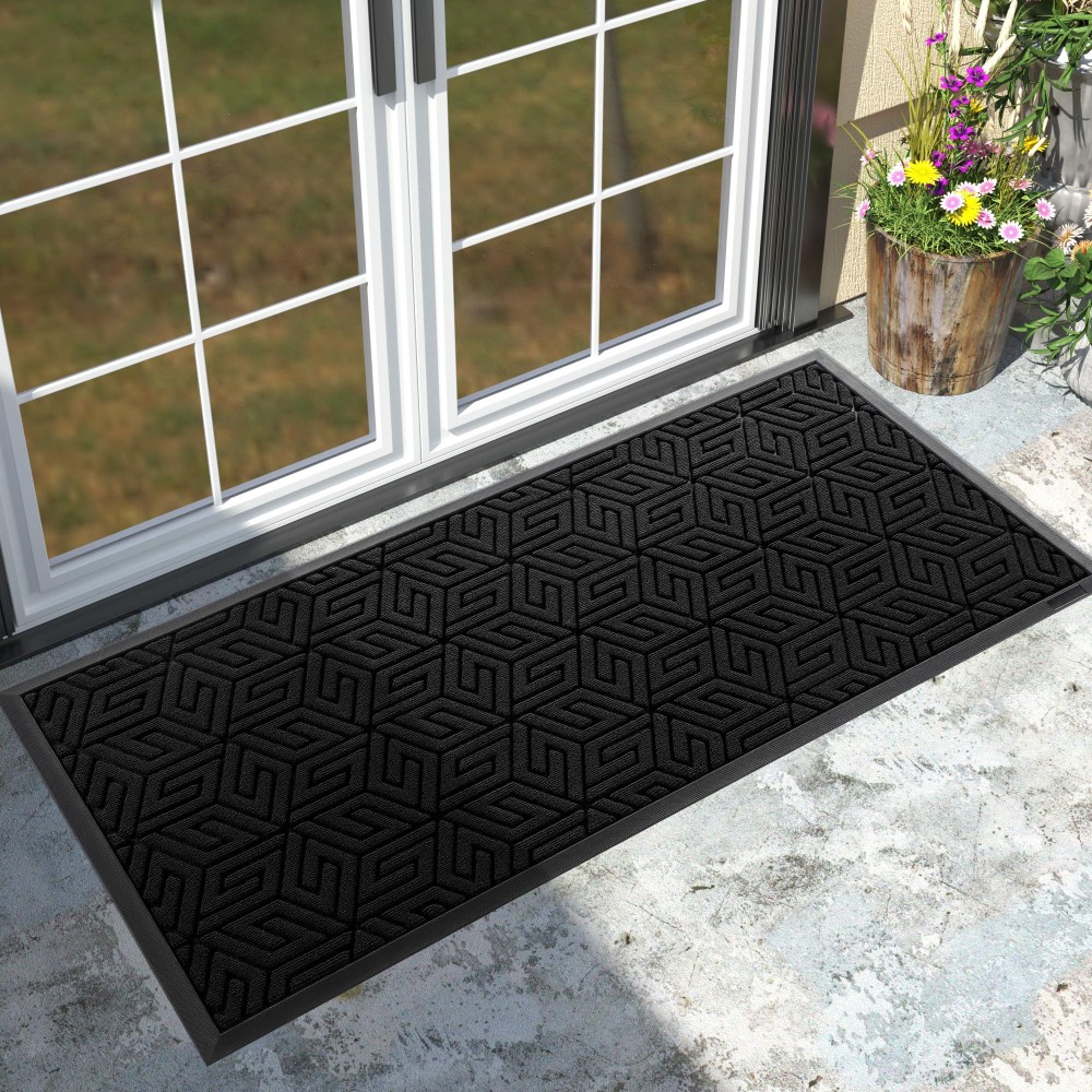 Yimobra Sturdy Front Door Mat 47X24 Inch Big Heavy Duty Welcome Outdoor Indoor Doormat Entrance Floor Matt Non Slip Rubber Ba