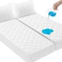 Split King Mattress Protector Pad Waterproof Quilted  Breathable & Cooling Split King Mattress Topper Cover Fitted For Adjustable Bed With Deep Pocket Up To 14