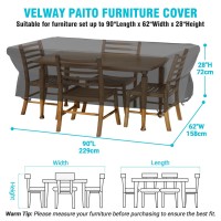 Velway Patio Table Chairs Set Cover Square Waterproof 90