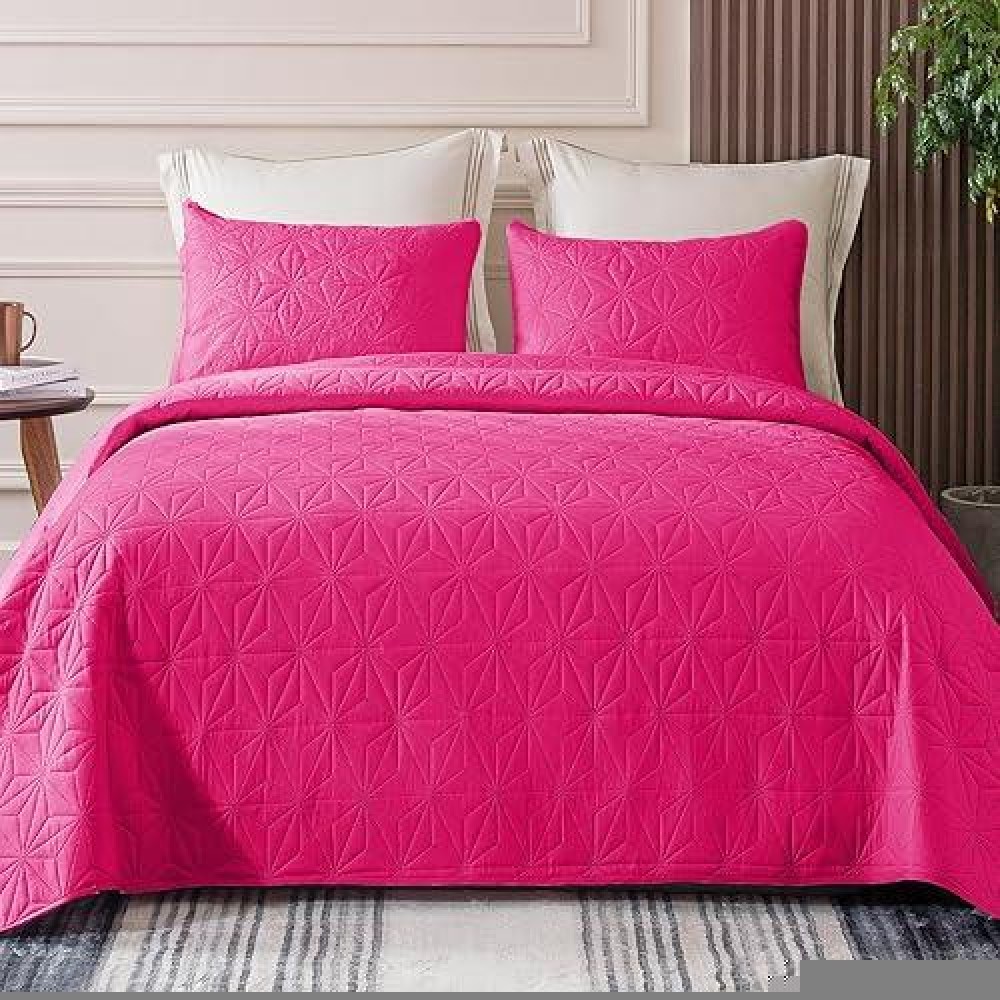 Whale Flotilla California King Bedding Set Soft Hot Pink Oversized King Quilts Bedspreads For All Seasons Lightweight Geometri