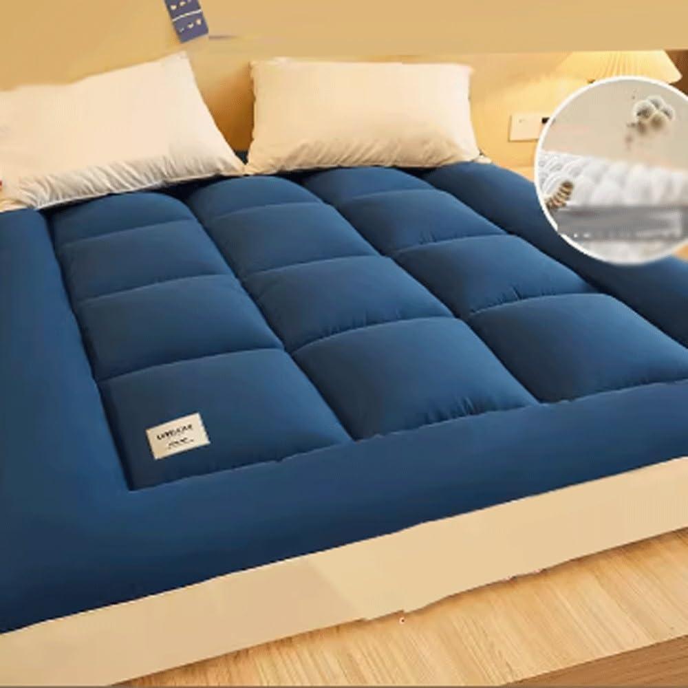 Hhyylr Futon Cushion Portable Thickened Roll Up Mattress Double Futon Mattress Floor Bed Guest Bed Foldable Tatami Floor Recliner Sleeping Mat (Color : Blue1, Size : 120Cm*200Cm)