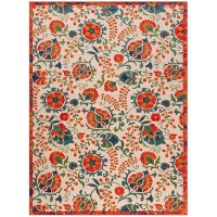 Nourison Aloha Indoor/Outdoor Red Multicolor 9' X 12' Area Rug  Easy Cleaning  Non Shedding  Bed Room  Living Room  Dining Room  Backyard  Deck  Patio (9X12)