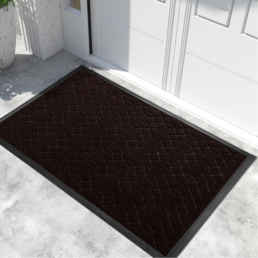 Yimobra Front Door Mats Heavy Duty Water Absorbent Mud Resistant Easy Clean Entry Outdoor Indoor Rugs Non Slip Backing Exterio