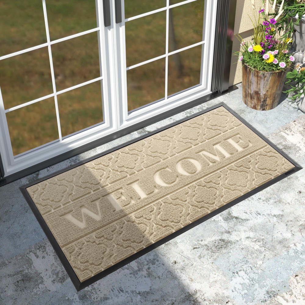 Yimobra Welcome Door Mat Heavy Duty Sturdy Front Door Mat For Home Entrance Garage And Garden Outside Entryway Floor Mat Non