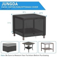 Jungda Outdoor Ottoman Cover Rectangle 25 Inch Waterproof Patio Ottoman Cover Heavy Duty Outdoor Side Table Furniture Covers - 25 X 20 X 17 Inch