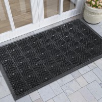 Yimobra Door Mat Outdoor Indoor Entrance Welcome Mat Heavy Entry Front Door Mat Stain Fade Resistant Low Profile Sturdy R