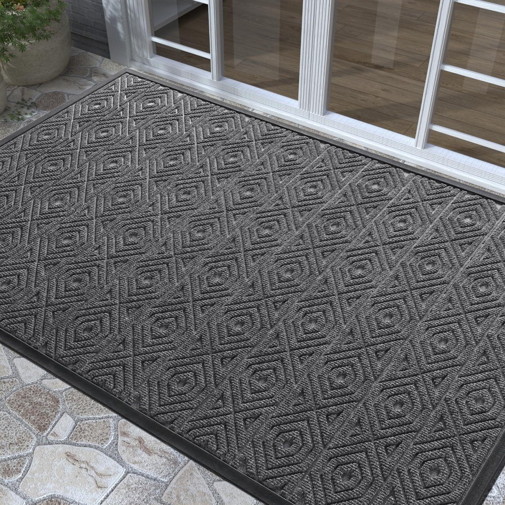 Yimobra Door Mat Outdoor Indoor Entrance Welcome Mat Heavy Entry Front Door Mat Stain Fade Resistant Low Profile Sturdy R