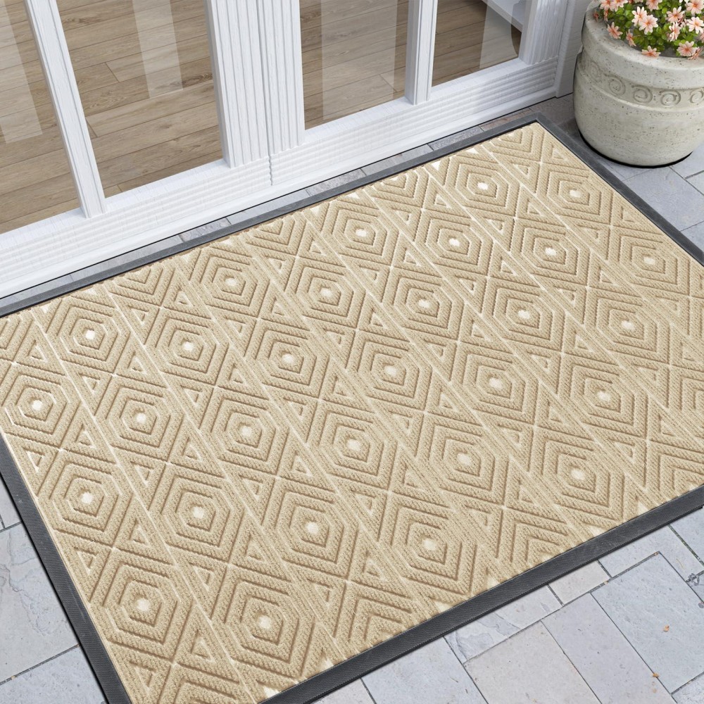 Yimobra Door Mat Outdoor Indoor Entrance Welcome Mat Heavy Entry Front Door Mat Stain Fade Resistant Low Profile Sturdy R