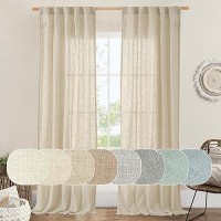 Lamit Light Filtering Linen Curtains 84 Inches Long For Bedroom Linen Textured Semi Sheer Back Tab And Rod Pocket Natural Boho