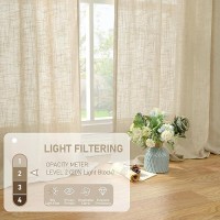 Lamit Light Filtering Linen Curtains 84 Inches Long For Bedroom Linen Textured Semi Sheer Back Tab And Rod Pocket Natural Boho