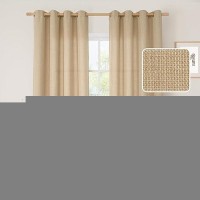 Lamit Natural Faux Linen Curtains For Bedroom Light Filtering Panels Grommet Privacy Protected Natural Tan Linen Curtains For