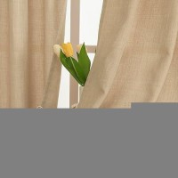 Lamit Natural Faux Linen Curtains For Bedroom Light Filtering Panels Grommet Privacy Protected Natural Tan Linen Curtains For