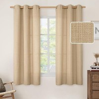 Lamit Natural Faux Linen Curtains For Bedroom Light Filtering Panels Grommet Privacy Protected Natural Tan Linen Curtains For