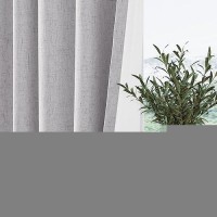 100% Blackout Linen Curtains 84 Inch Length 2 Panels Light Grey Light Blocking Darkening Living Room Curtains 84 Inches Long Elegant Modern Back Tab Pocket Noise Reducing Drapes For Nursery 52X84