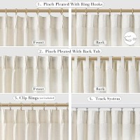 Joywell Linen Pinch Pleated Window Curtains 72 Inch Long Back Tab Clip Rings Semi Sheer Light Filtering Drapes With Hooks For Be