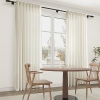 Joywell Linen Pinch Pleated Window Curtains 72 Inch Long Back Tab Clip Rings Semi Sheer Light Filtering Drapes With Hooks For Be