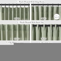 Joywell Textured Linen Pinch Pleated Curtains 108 Inches Long Back Tab Semi Sheer Window Primitive Drapes With Hooks For Bedroom