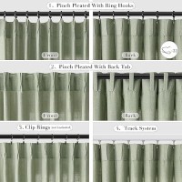 Joywell Linen Pinch Pleated Textured Curtains 72 Inches Long Back Tab Window Drapes With Hooks Semi Sheer Light Filtering For Be