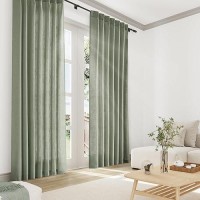 Joywell Linen Pinch Pleated Textured Curtains 72 Inches Long Back Tab Window Drapes With Hooks Semi Sheer Light Filtering For Be